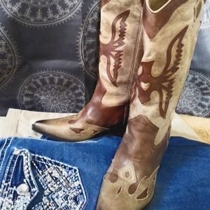Reba leather cowboy boots size 9